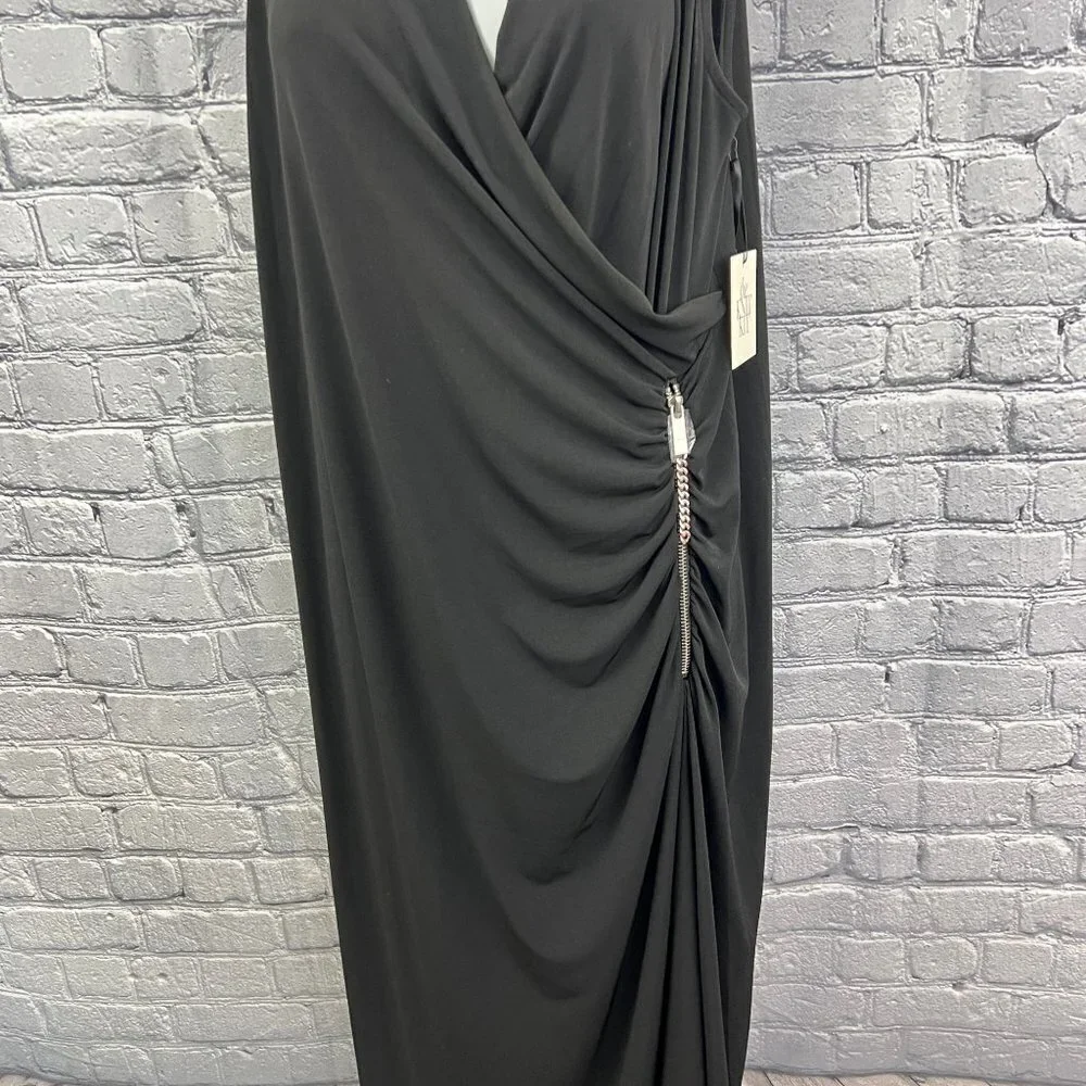 Chico's Dress Black Solid Zip Knit Kit Size 2 L 12 NWT - Picture 4 of 10